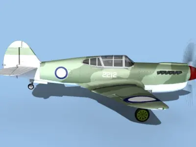 Curtiss P-40F Tomahawk V13 RNZAF 3D model