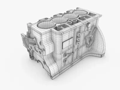 Generic 4-Cylinder Engine Block 3D model