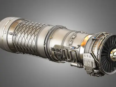 F100 - PW - 220 Turbofan Engine - with Interior Parts 3D model