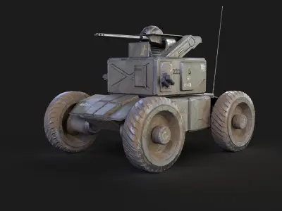 Battle vehicle with Guns Army tank Game Ready Rigged Low-poly 3D model
