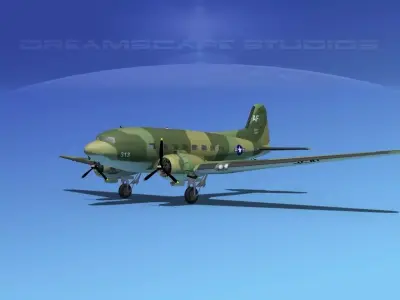 Douglas C-47 Dakota USAF V09 3D model