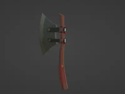 WOOD AND LEATHER AX Low-poly 3D model