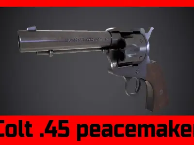 Revolver Colt 45 Peacemaker with Ammo 3D model