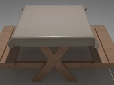 simple wood picnic table 3D model