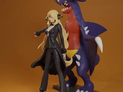 CYNTHIA AND GARCHOMP 3D print model