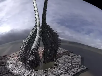 Necro Sci fi Dino Tower 3D model