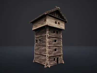 WATCHTOWER TOWER FORT SLAVIC PALISADE WOODEN CASTLE MEDIEVAL AAA Low-poly 3D model