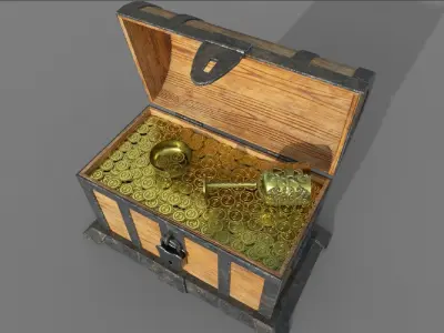 Chest Low-poly 3D model treasure Low-poly 3D model