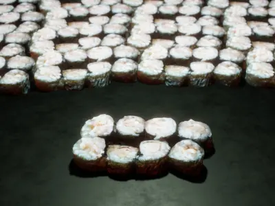 Real 3D scanned Ebi Hosomaki Sushi Roll 3D model