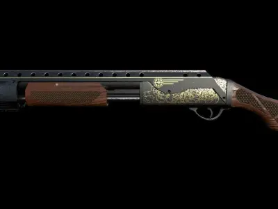 Vintage Shotgun Low-poly 3D model