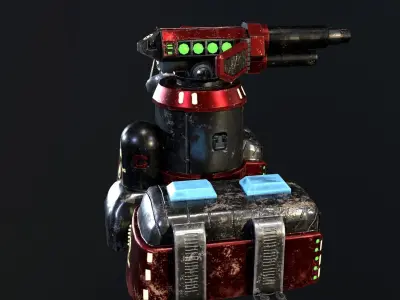 Sci-Fi Flamethrower Tower Low-poly 3D model