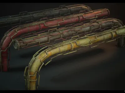 SciFi Pipes Pack Vol01 Low-poly 3D model