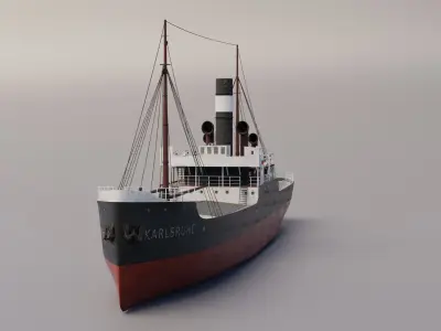  Karlsruhe 1905 german cargo steamer ship 3D model