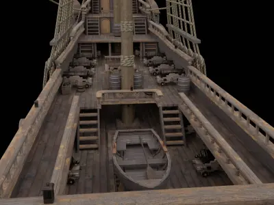 Pirates Ship Galleon Sailing Ship Game-ready Low-poly 3D model