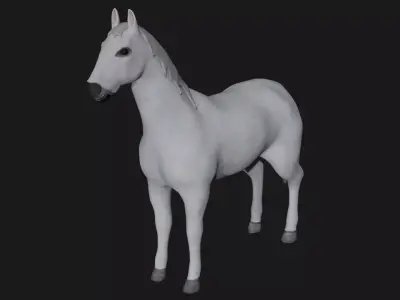 White Horse Stallion fully rigged low poly Low-poly 3D model