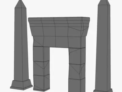 Egyptian obelisk and gate 3D model