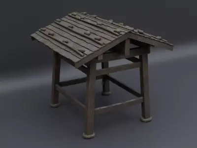 Japanese Bell Tower Structure Low-poly 3D model