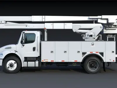 Freightliner M2 106 Bucket Truck - Boom Truck Low-poly 3D model
