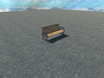 Bench - 2 wooden in desert Free low-poly 3D model