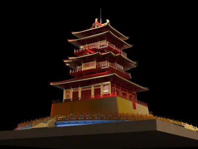 Chinese ancient  house  3D model