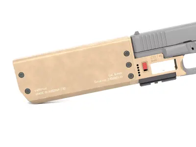 Fischer Development Suppressor FDE for Glock 19 Gen5 Low-poly 3D model