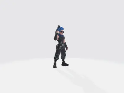 Blue Star Hunter - 3D Printable and Animated Model Low-poly 3D model