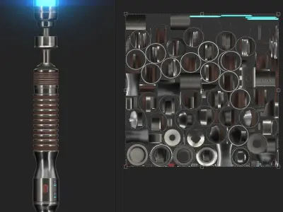 Scifi Lightsaber 3D model AAA PBR asset Low-poly 3D model