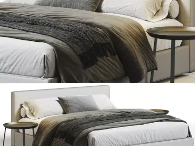 West Elm Flanged Edge Upholstered Bed 3D model