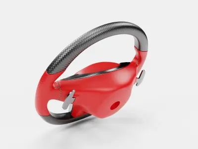 3d Steering Wheel With Red Cover 3D model