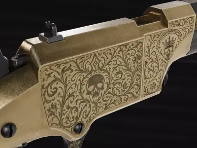 Volcanic Repeater - Engraved - Lever Action Pistol Low-poly 3D model