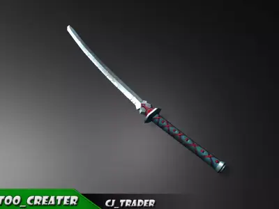 Fantasy Samurai Sword Low-Poly 3d model Low-poly 3D model