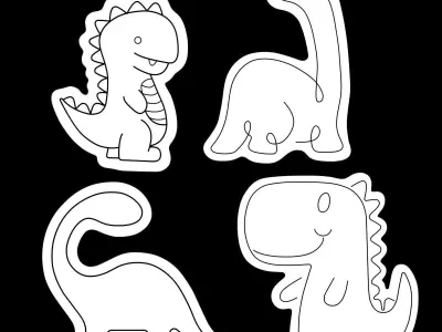 Dinosaurs Neon Signs 3D model