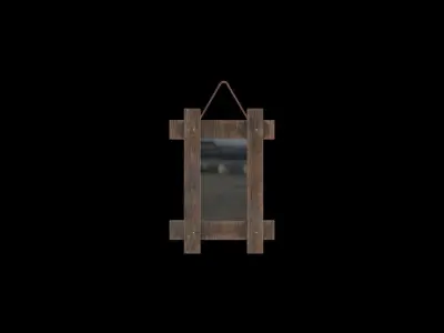 Mirror wooden frame Low-poly 3D model