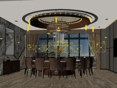 Luxury Private Dining Room in Hotel or Restaurant 3D model