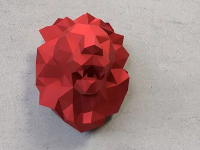 Lion head low poly Low-poly 3D model