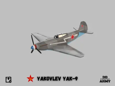 Yakovlev YaK-9 scalemodel - scale 1-44 3D print model