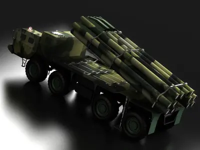 Tornado Bazooka BM-30 land-based missile launcher 3D model