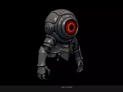Low Poly Stylized Armored Ghost Eye - PBR Low-poly 3D model