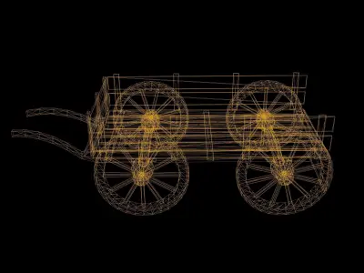 Wooden Cart Low-poly 3D model