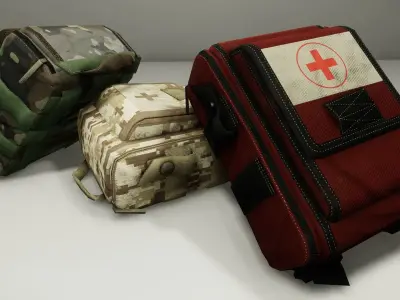 Military medkits Low-poly 3D model