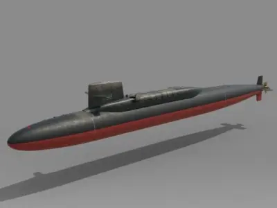 Nuclear submarine SSBN 598 Georges Washington with missile Free 3D model