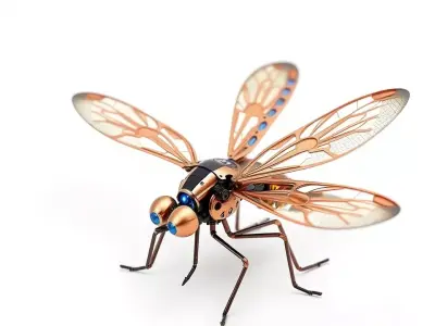 Copper Mechanical Insect model pack Low-poly 3D model