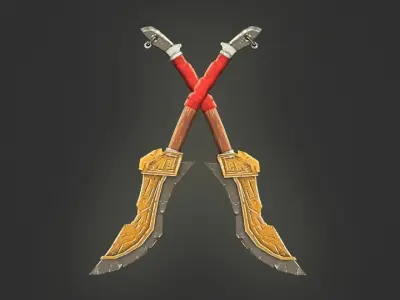 Dagger two swords Free low-poly 3D model