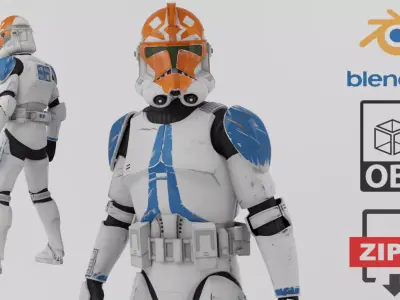 Ahsokas Clone Trooper Lowpoly Rigged Free low-poly 3D model