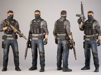 Casual Soldier 12 Low-poly 3D model