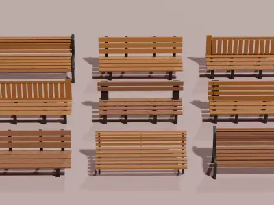 Park Bench Asset Pack 9 Benches Free 3D model