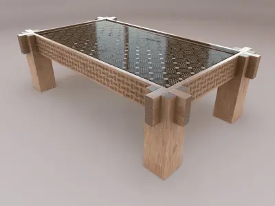 Wicker coffee table Free low-poly 3D model