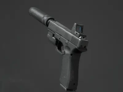 Glock 17 pistol Low-poly 3D model