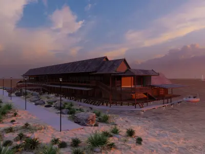 Hotel Beach-Hotel Beach Resort 3D model