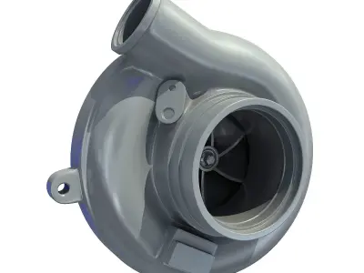 White Turbo Turbocharger 1 3D model